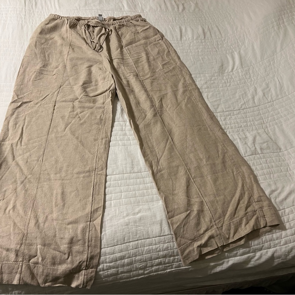 A New Day Linen Drawstring Wide Leg Pants- Size XL